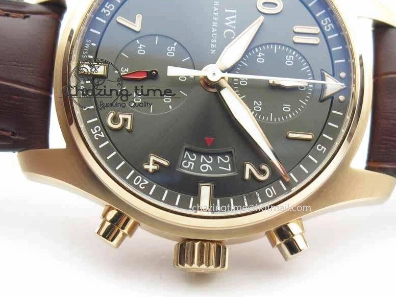 MIROTIME 0725 Pilot Chrono RG 3878 V6F Best Edition Gray Dial On Brown Leather Strap A Contemporary 7254
